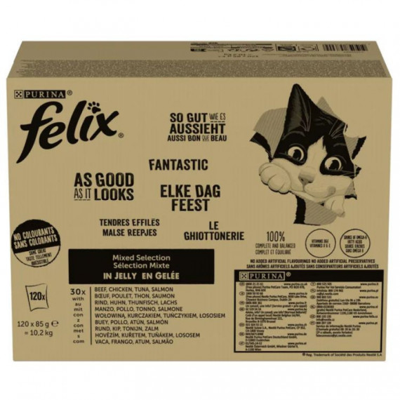 FELIX Gato Adulto Fantastic Carne Pouch 120X85 Gr