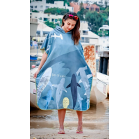 Poncho Toalla Estampado Tiburones  SCUBA GIFTS