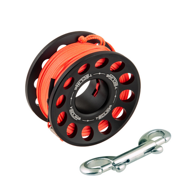 Carrete Tech 30M Negro con Ss 90MM Mosqueton  TECLINE