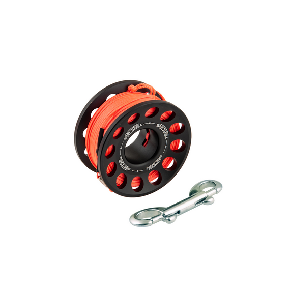 Carrete Tech 30M Negro con Ss 90MM Mosqueton  TECLINE
