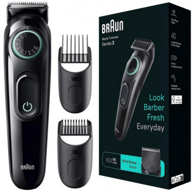 BRAUN BT3411 Recortadora de Barba Recargable con 40 Tama&ntilde;os