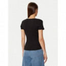 TJW SLIM BUTTON RIB C-NECK SS BLACK