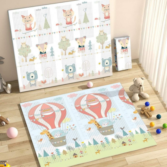 Alfombra De Juegos Reversible Fancy 8904 Globos/animales 180x200 Cm. Ms