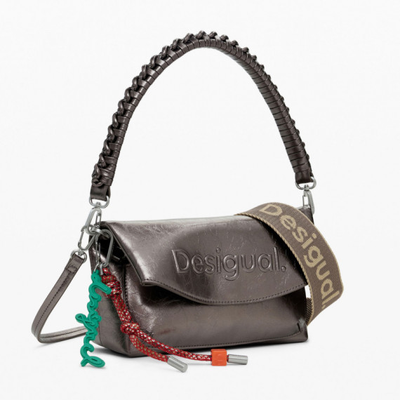Desigual Bolso logo 3D solapa metalizado mediano 25WAXPAQ-9225