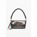 Desigual Bolso logo 3D solapa metalizado mediano 25WAXPAQ-9225