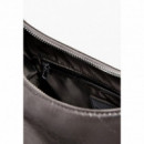 Desigual Bolso logo 3D asa fruncida metalizado mediano 25WAXPAS-9225