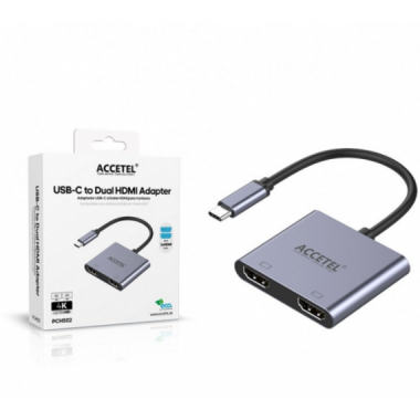 Adaptador Accetel USB-C a Doble HDMI 4K para Monitores PCH502