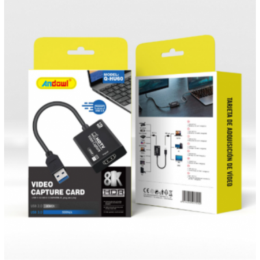 Capturadora Andowl USB a HDMI USB 2.0 60M/S USB 3.0 500M/S Q-HU60