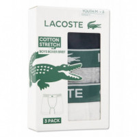 Lchb 3PK Solid Boxer Brief Blanc  LACOSTE