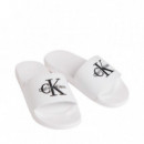 Chanclas contorneadas de lona con logo