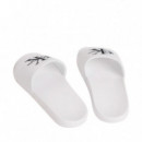 Chanclas contorneadas de lona con logo