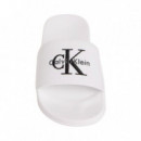 Chanclas contorneadas de lona con logo