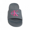 Chanclas contorneadas de lona con logo