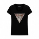 Camiseta con logo de triángulo estampado de cebra