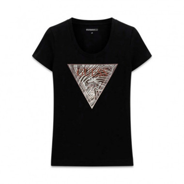 Camiseta con logo de tri&aacute;ngulo estampado de cebra