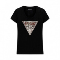 Camiseta con Logo de Triángulo Estampado de Cebra  GUESS