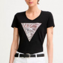 Camiseta con logo de triángulo estampado de cebra