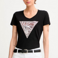 Camiseta con Logo de Triángulo Estampado de Cebra  GUESS