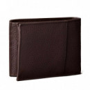 Cartera de piel granulada de plegado triple con RFID