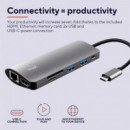 Hub Trust Dalyx USB-C 7 en 1 con HDMI, USB, MicroSD y RJ45 Plata