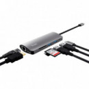 Hub Trust Dalyx USB-C 7 en 1 con HDMI, USB, MicroSD y RJ45 Plata