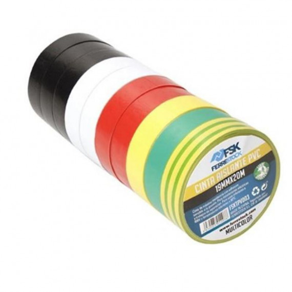 Cinta Aislante PVC Fontastock Multicolor 19mm x 20m (Pack 10 Unidades)