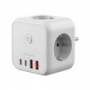 Cargador de Pared Mars Gaming GaN 3 Tomas Schuko 2 USB-C 2 USB-A Carga Rápida 20W (MDCUBE20W)
