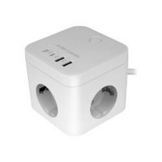 Cargador Mars Gaming Multifunción con 3 Tomas SCHUKO y USB (MDCUBE35W) Blanco