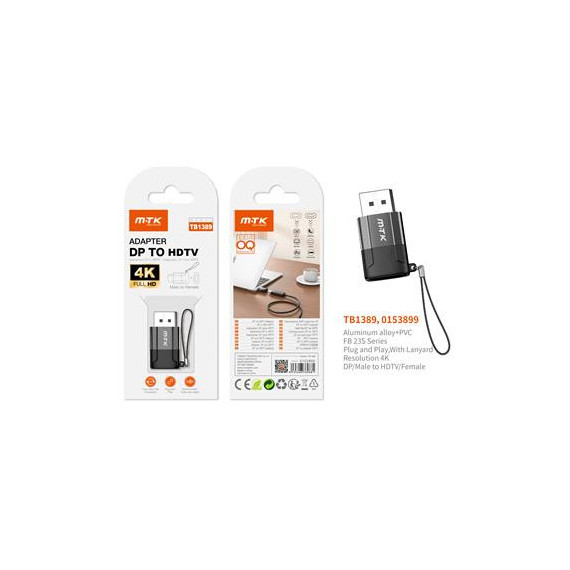 MTK Adaptador Displayport/M A Hdmi/H 4K Full Hd TB1389