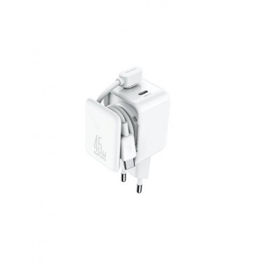 JOYROOM Cargador Red 2X Tipo C 45W JR-TCL05 + Cable Tipo C M/M 1Mtr Blanco Con Compartimento