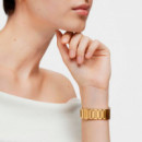 Reloj Digital Con Brazalete De Acero Ipg Dorado Y Zirconitas D-Bear