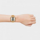 Reloj Digital Con Brazalete De Acero Ipg Dorado Y Zirconitas D-Bear