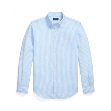 Camisa de lino con rayas Custom Fit