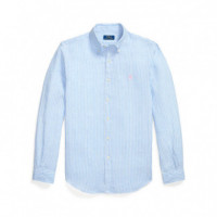 Camisa de lino con rayas Custom Fit