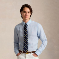 Camisa de lino con rayas Custom Fit