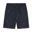Pantalón corto de algodón de rayas con estampado de cocodrilo