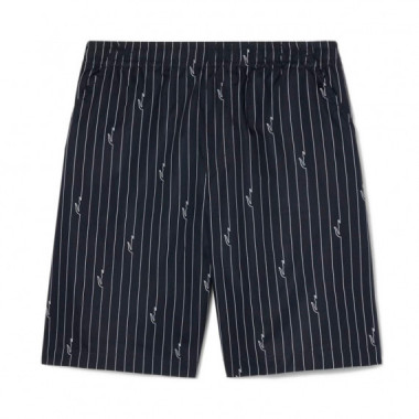 Pantal&oacute;n corto de algod&oacute;n de rayas con estampado de cocodrilo