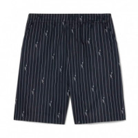Pantalón corto de algodón de rayas con estampado de cocodrilo