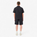 Pantalón corto de algodón de rayas con estampado de cocodrilo