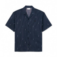Camisa de corte holgado de sarga estampada
