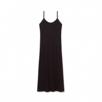 Vestido maxi de tirantes de canalé de algodón