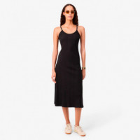 Vestido maxi de tirantes de canalé de algodón