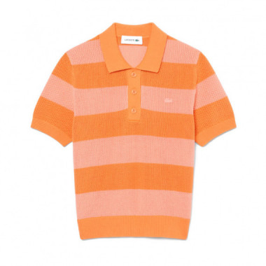 Jersey de cuello polo de punto de malla con rayas