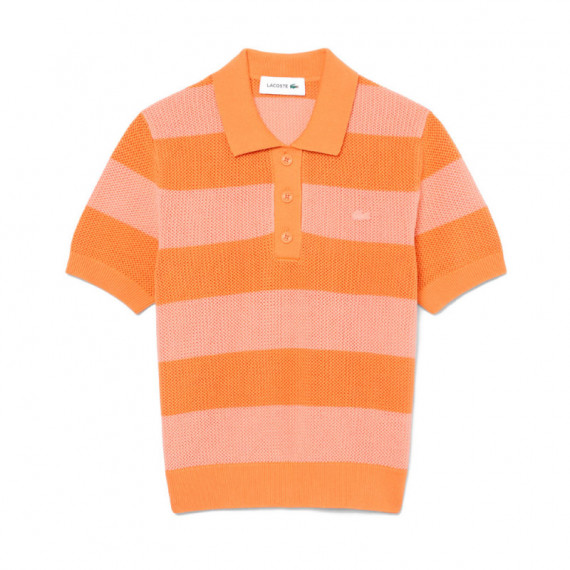 Jersey de cuello polo de punto de malla con rayas