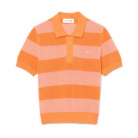 Jersey de cuello polo de punto de malla con rayas