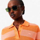 Jersey de cuello polo de punto de malla con rayas
