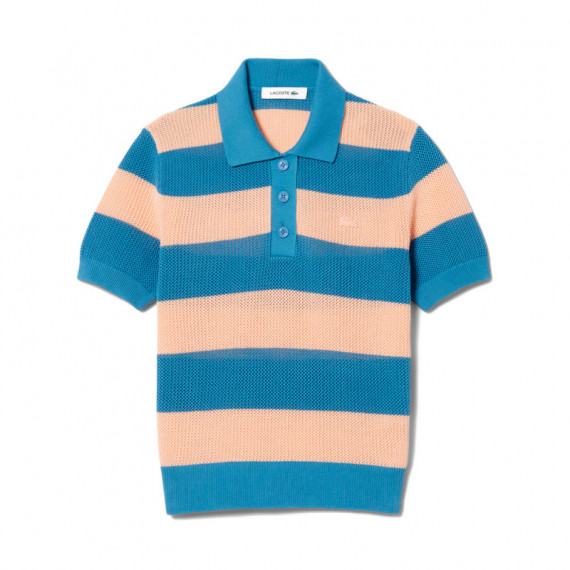 Jersey de cuello polo de punto de malla con rayas