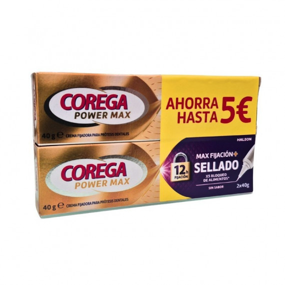 COREGA MAX FIJACION + SELLADO ADHESIVO PROTESIS DENTAL 2 ENVASES 40 G