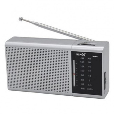 Radio Port&aacute;til AM/FM Gen-X con Dial Cl&aacute;sico Plata