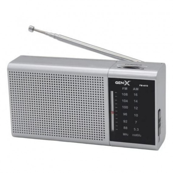 Radio Portátil AM/FM Gen-X con Dial Clásico Plata